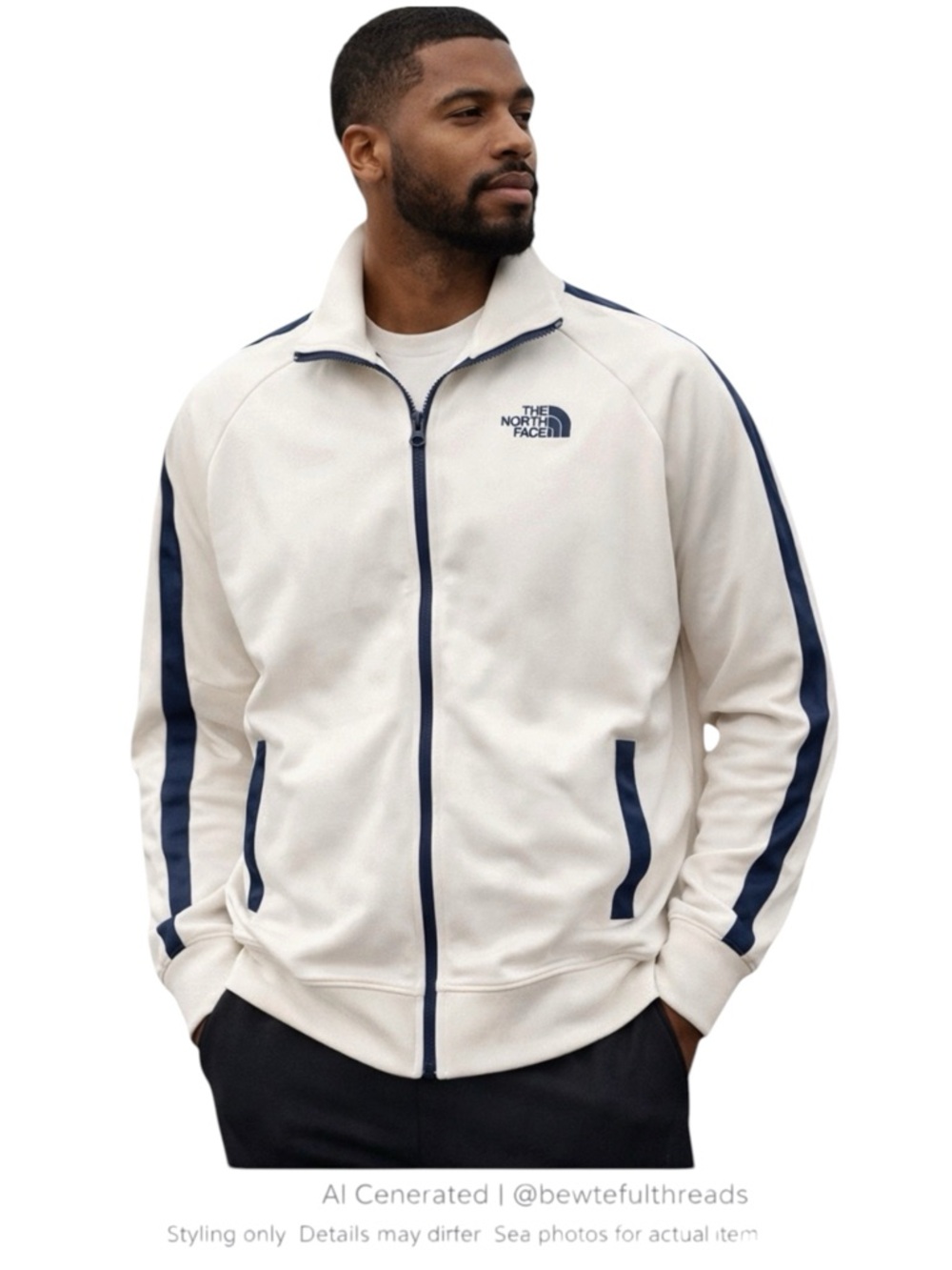 The North Face Men’s XXL White Blue Track Jacket Full Zip Athleisure